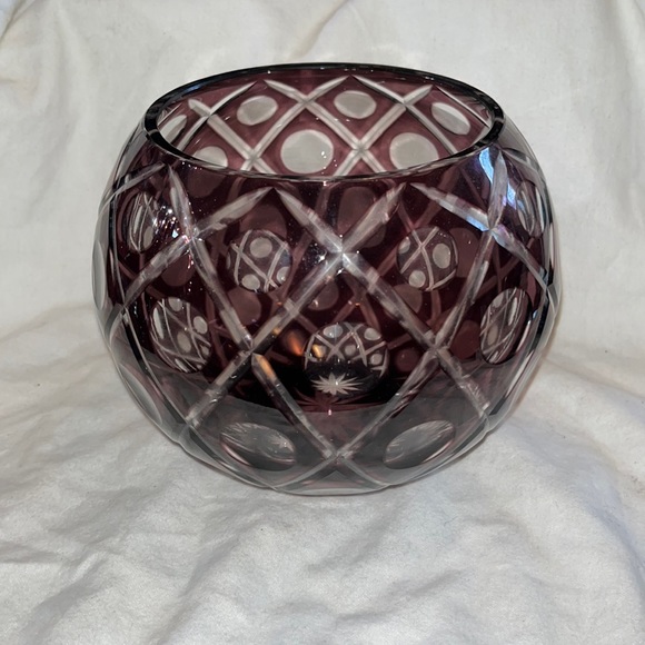 Bohemian Crystal Cut to Clear Glass Bowl - Picture 1 of 4